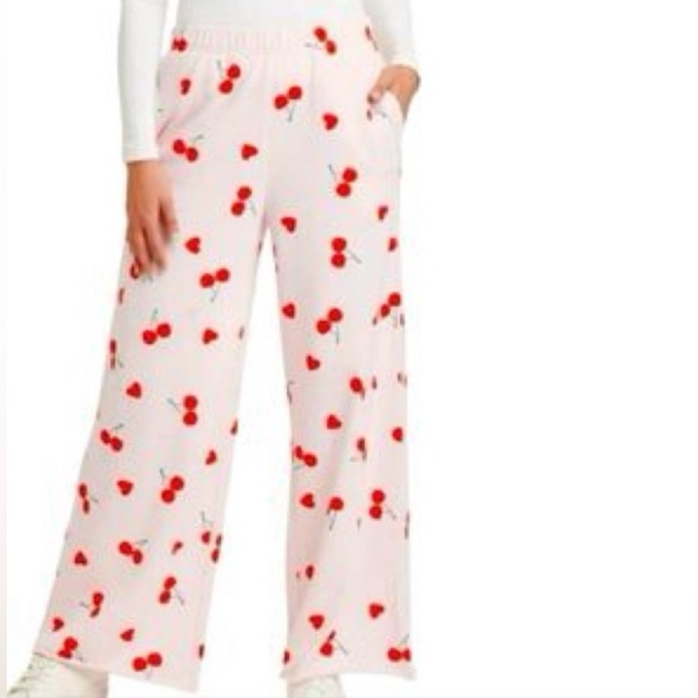 Grayson Threads Women’s Cherry Hearts Wide Leg Sweat pant XS